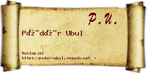 Pödör Ubul névjegykártya